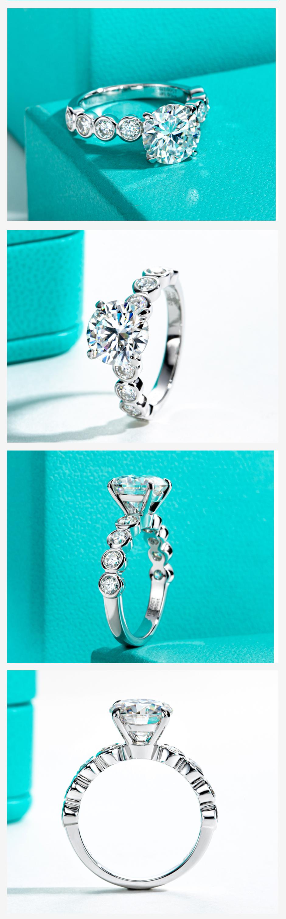 AnuJewel 3CT Moissanite Engagement Ring  D Color Round Cut 925 Sterling Silver Promise Anniversary Rings for Women with Certificate