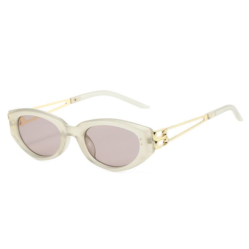 GM sunglasses women's 2026 new oval cat-eye jennie same sunglasses metal temples high-end trend