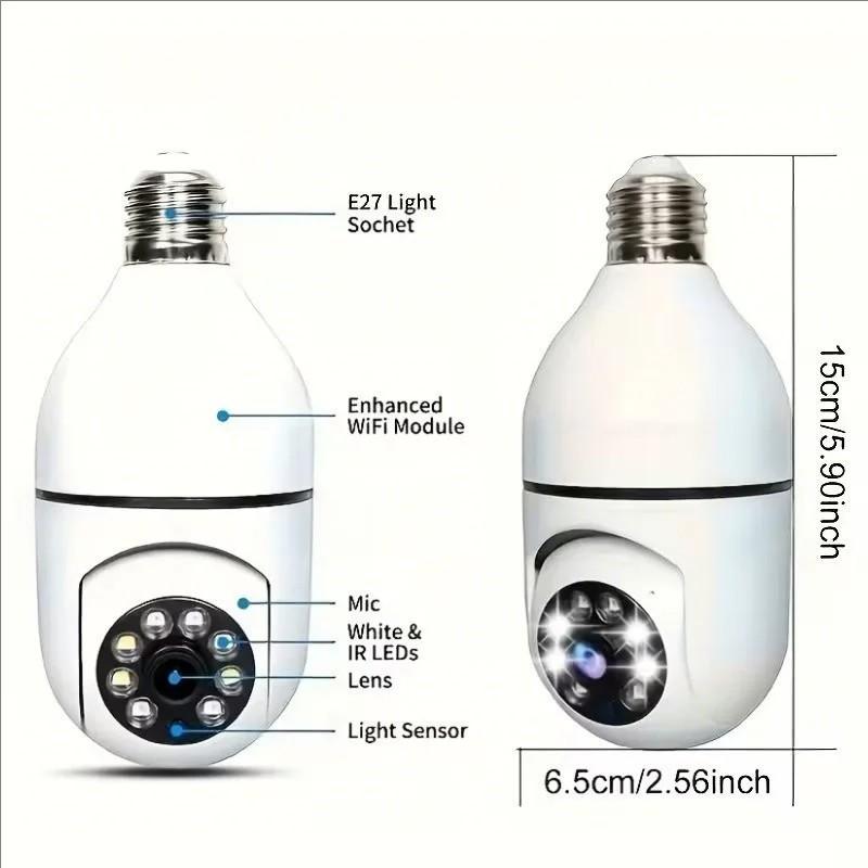 E27 Bulb Full Color Night Vision Auto Human Tracking Zoom Indoor Security Monitor, Wi-Fi Mini Ip Camera for Home Safety