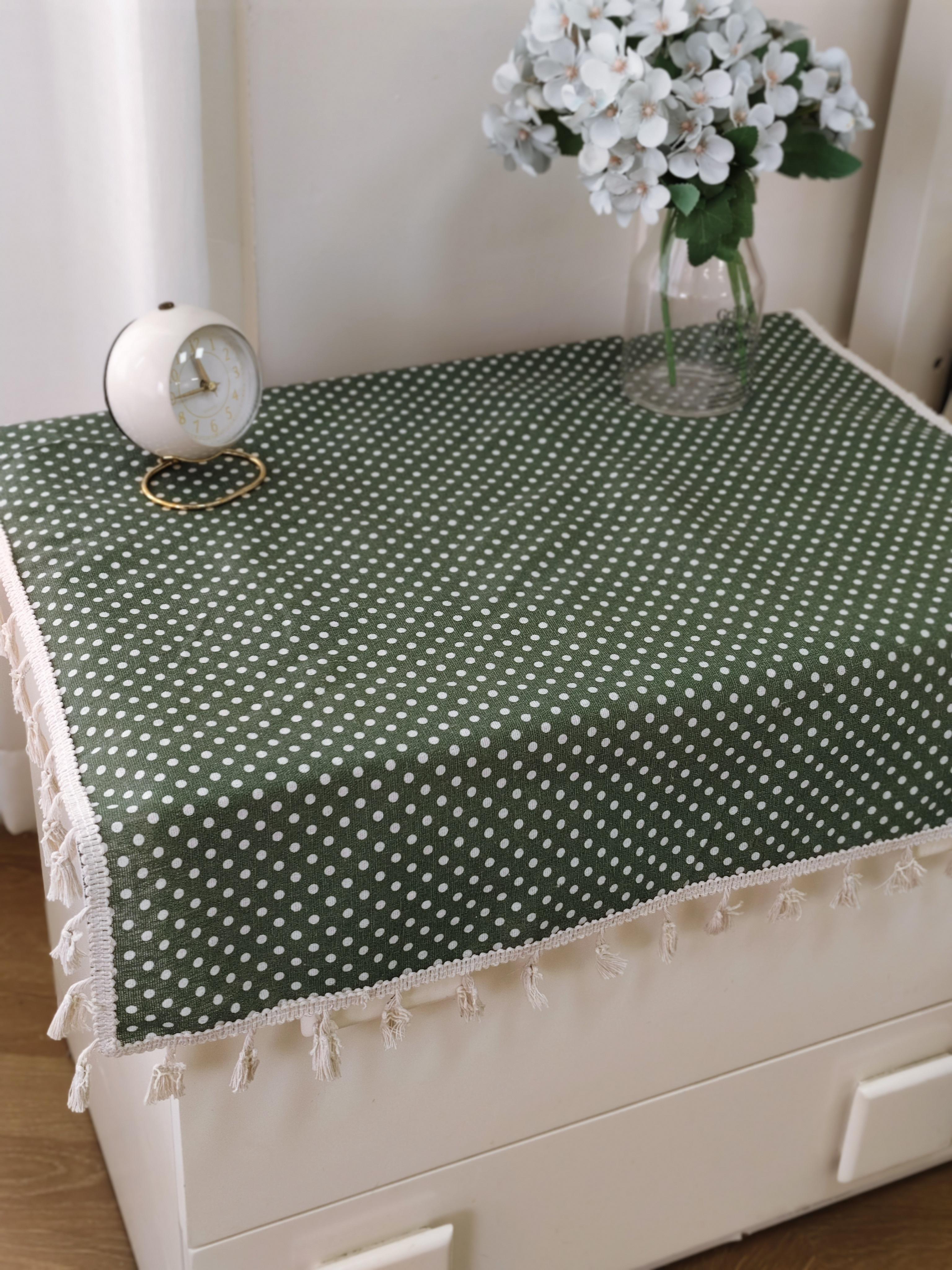 1pc French Vintage Square Tablecloth with Fringe, Bedside Cabinet Decor Cover, Microwave Coffee Machine Protector, Outdoor Party Background Cloth