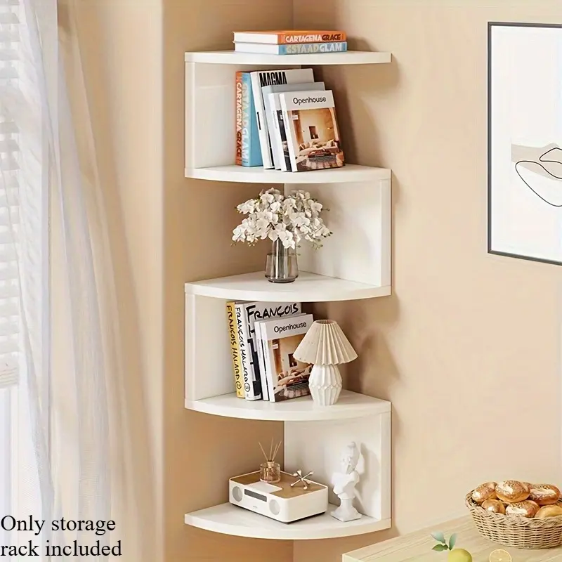 5-tier household storage rack, corner storage shelf for wall corners, partitioned multi-layer bookshelf, wall-mounted multi-layer kitchen storage rack, storage shelving unit suitable for living rooms, bedrooms and kitchens