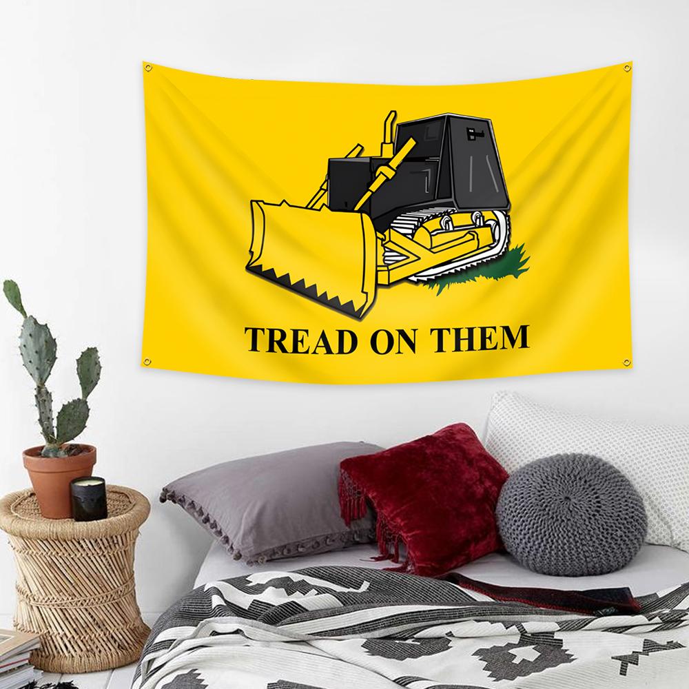 Tread on Them Killdozer Flag Banner 3x5 Ft, Vibrant Print, Indoor Bedroom Dorm Man Cave Decor, Outdoor Wall Hanging Decoration