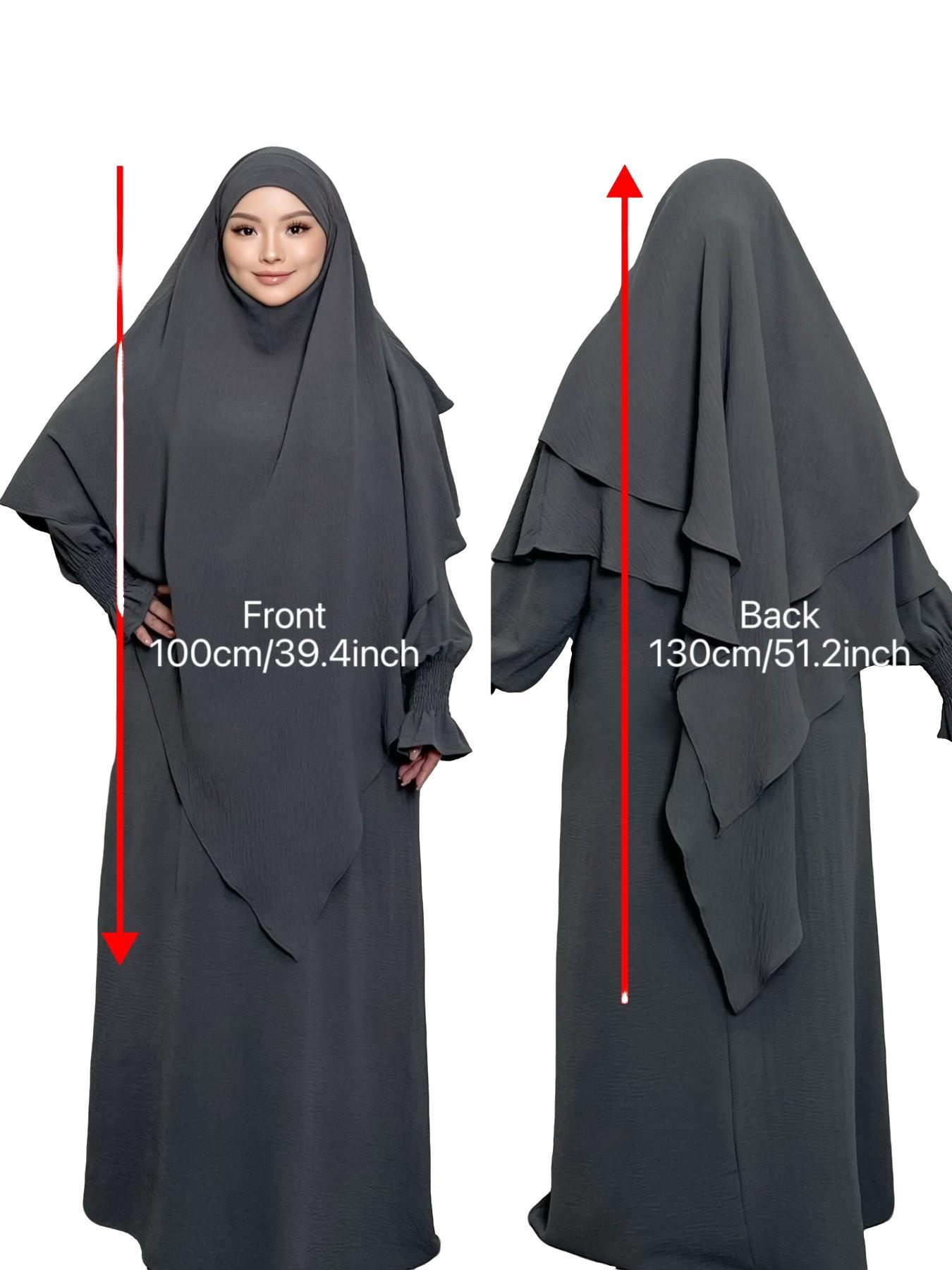 Muslim Women's Two-Layer Long Scarf, Modest Style Headscarf, Hijabs, All Seasons Wear, No Ca Prop 65 Warning, Perfect for Daily Use, Modesty