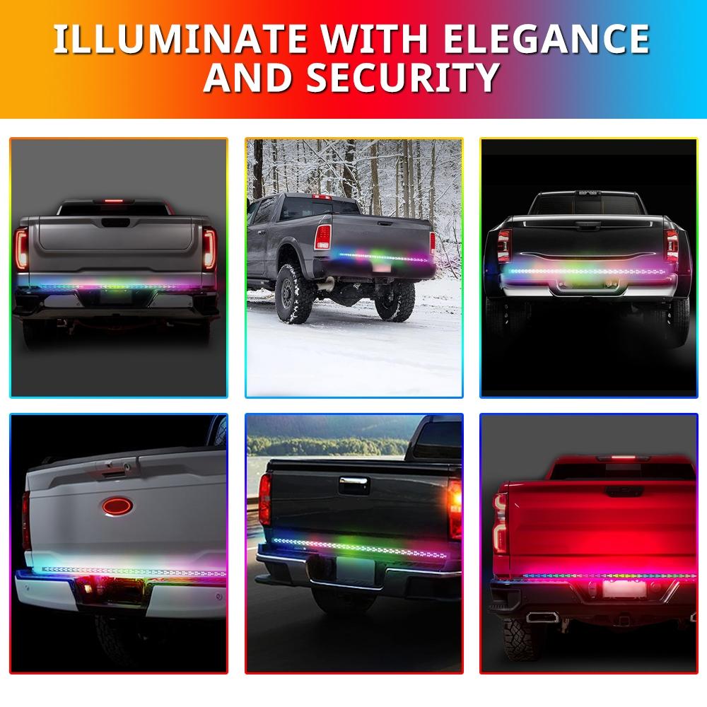Car Truck Tailgate LED Light Bar, 1 Count 48 Inch Running Sequential Turn Signal Light Strip, Dynamic Fishbone Shaped LED Tailgate Light Bar, Led Lights Car