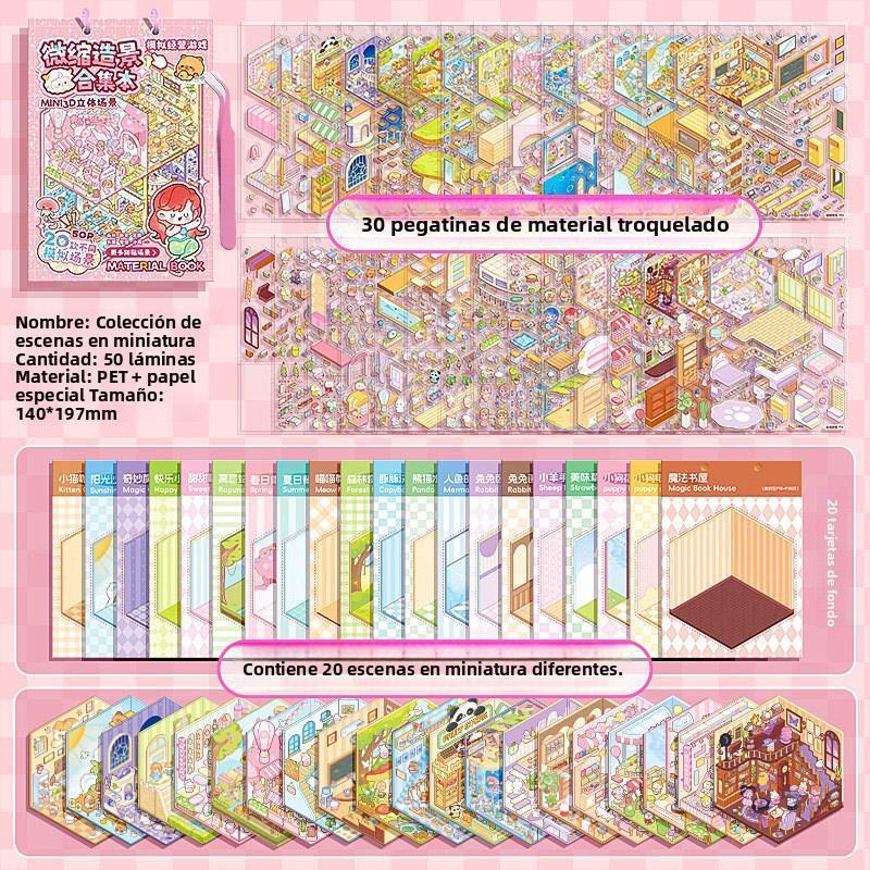 3D Sticker Scene Book for Adults and Kids, DIY Landscape Stickers, Large and Medium Sizes, Creative Gift for Notebooks, Water Bottles, Scrapbooks, DIY Decorative Stickers