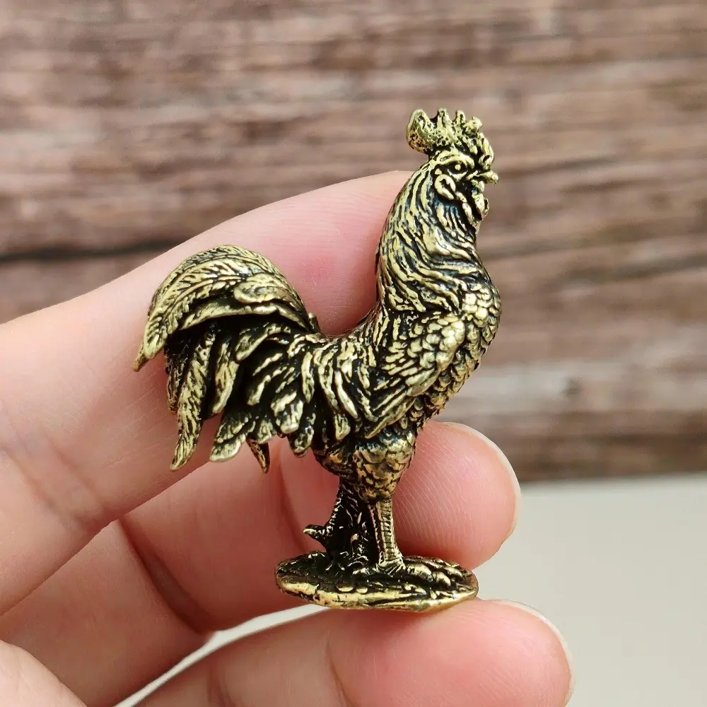 New Vintage Brass Rooster Statue, Intricately Decorated Chicken Figurine, Ideal for Bedroom and Living Room, Holiday Home Decoration