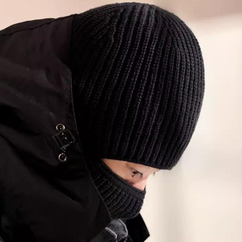 2 in 1 Unisex Winter Warm Knit Beanie Hat, 1 Count Outdoor Cycling Casual Windproof Mask for Men & Women, Multifunctional Beanie Hat for Outdoor Cycling Skiing, Outdoor Hiking Hat