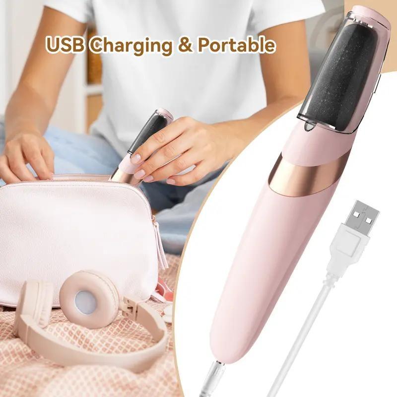 Electric Exfoliating Callus Remover Set with Peach Heel Cracked Care Stick, Home Use, Easy Peeling Dead Skin, Smooth Crack-Free Heels, Unisex
