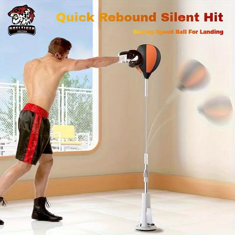 Adjustable punching reflex ball with suction cup base – Height-adjustable punching bag trainer, suitable for home gyms and fitness centers | Durable steel spring with fast rebound, ideal for hand-eye coordination and reaction training.