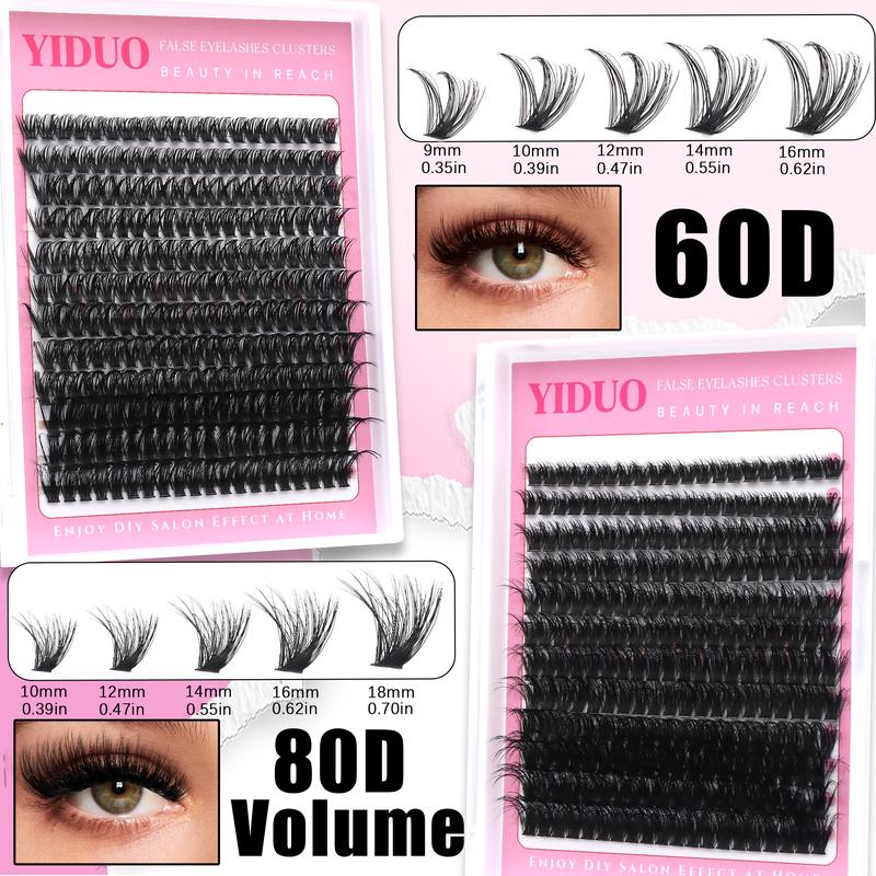 YIDUO 7 Styles Lash Clusters Kit Volume Eyelash Clusters Kit With Bottom eyelash&Spikes Lashes 1600 pcs DIY Eyelash Extensions 5-20mm 40D&60D&80D&100D&Volume Lash with Lash Bond and Seal, Lash Remover