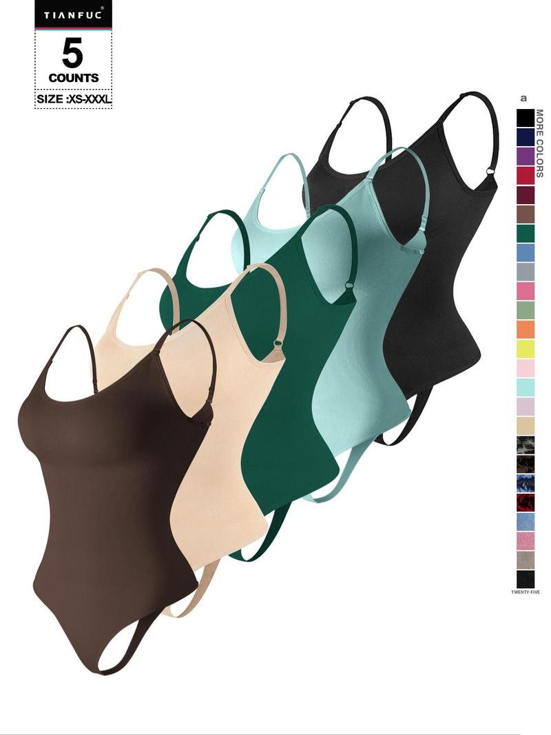 Women's Solid-Color Adjustable-Strap Shapewear Bodysuit, Tummy-Control Spaghetti-Strap Slim Shaper, Seamless Underwear for Women, Invisible Shaper