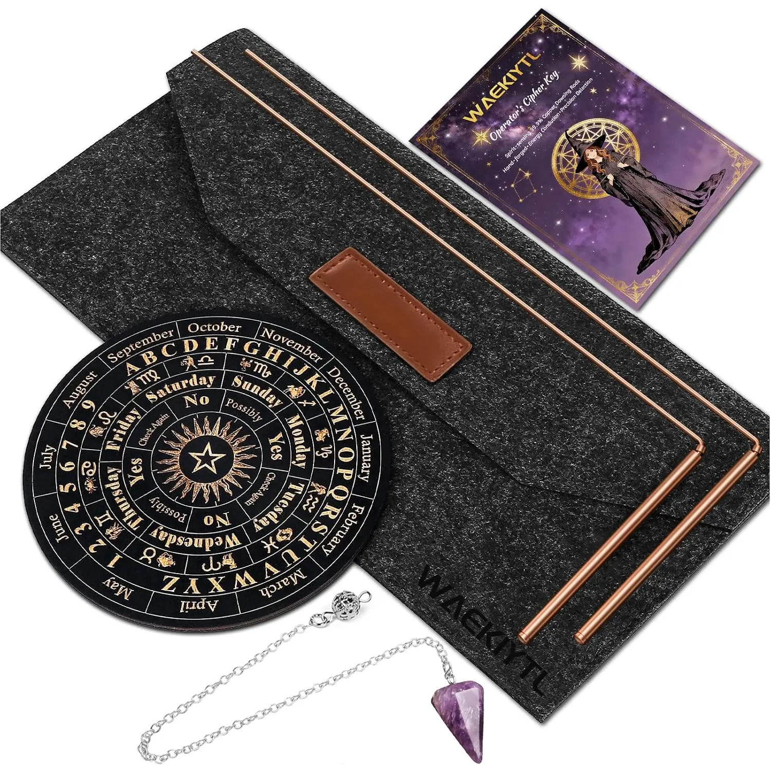 Dowsing Rods Kit 99.9% Pure Divining Rods Pendulum Board Set