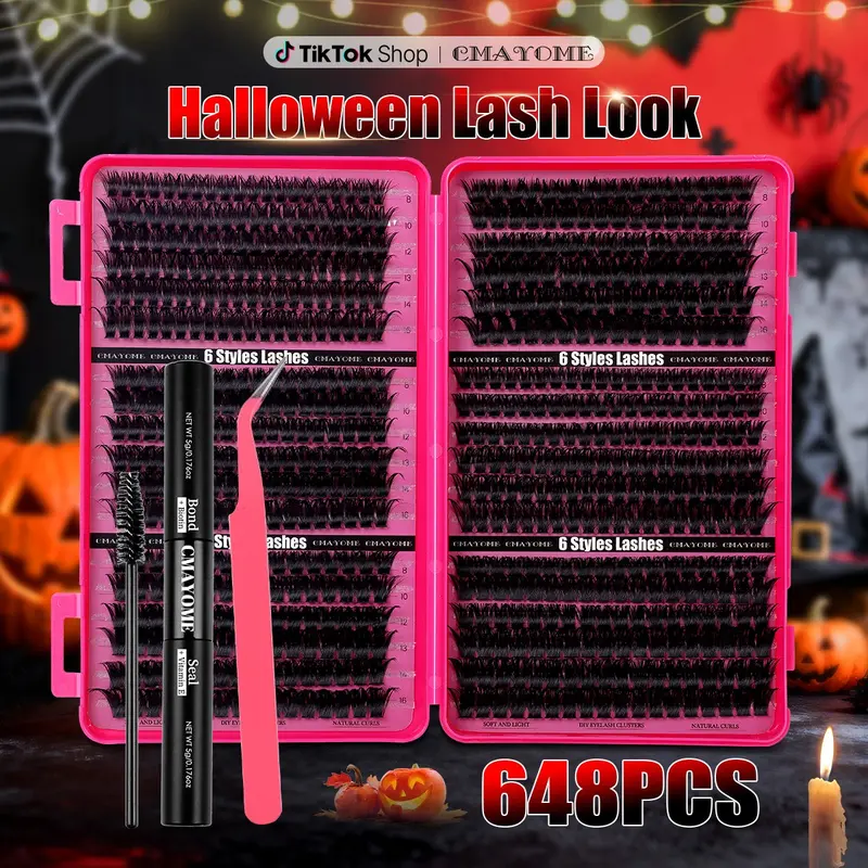 Multiple options: 720/684/648 Clusters Thick Lash Kit, 10D-150D 6-in-1 Styles, w/ Glue & Tools, 8-16mm Mixed Lengths, Fine & Natural, Lightweight & Soft, Beginner-Friendly, For Daily, Outdoor, Dates, Festivals, Spring Festival Stock-Up, Eyelash Extension