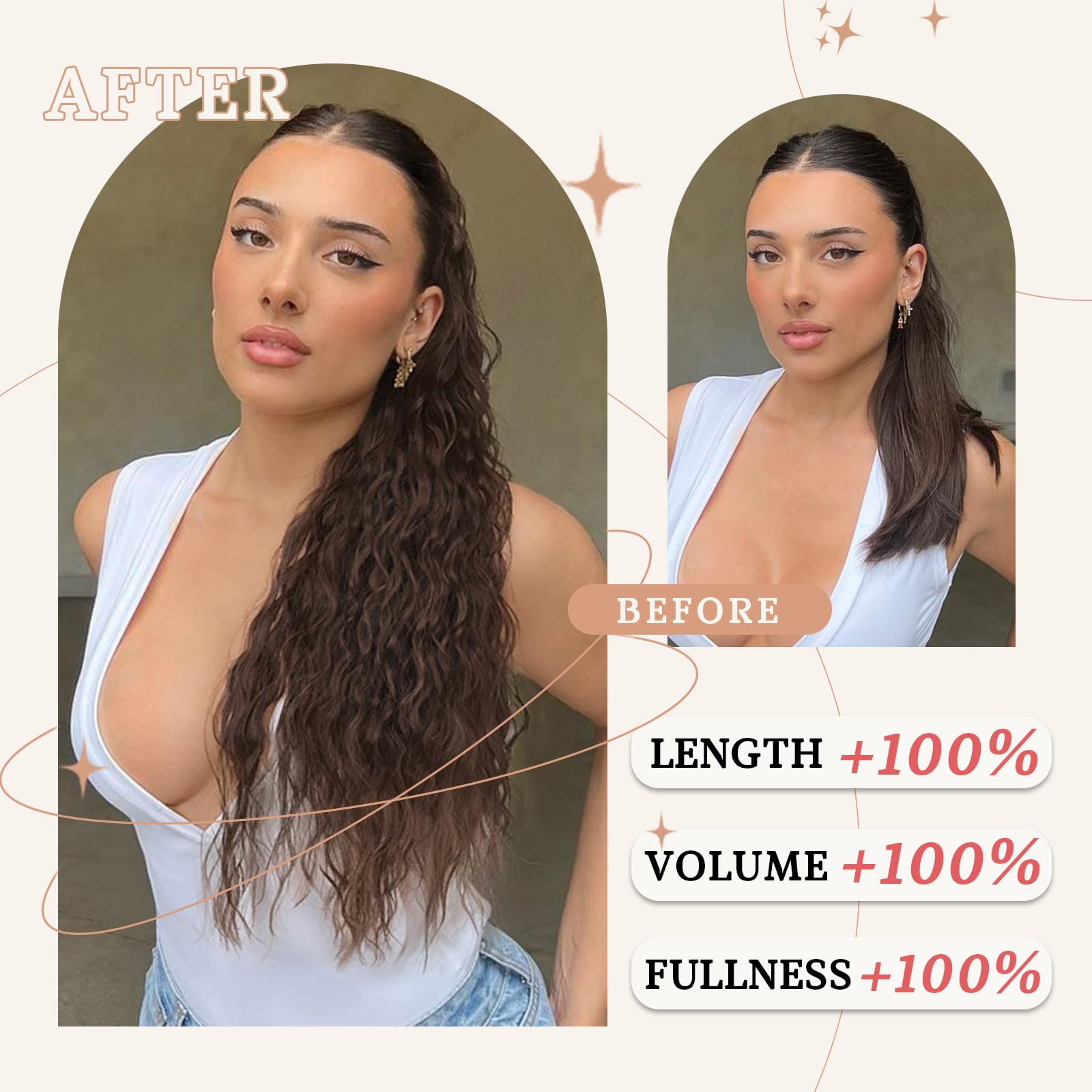 Ponytail Extension Claw 30 Inch Curly Ponytail Clip in Claw Hair Extensions Fluffy Black Brown Natural Looking Synthetic Hairpiece for Women (Ombre Brown Mix Blonde)