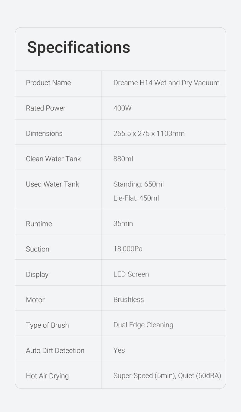 DREAME H14 / H12 Pro FlexReach Vacuum Mop, Wet and Dry Vacuum, 180° Lie-Flat Cordless Vacuum Mop Combo, 140°F Brush Washing, Fast Hot Air Drying in 5 Mins, Great for Sticky Steam Messes Cleaner Self Cleaning System Deep Cleaning Machine