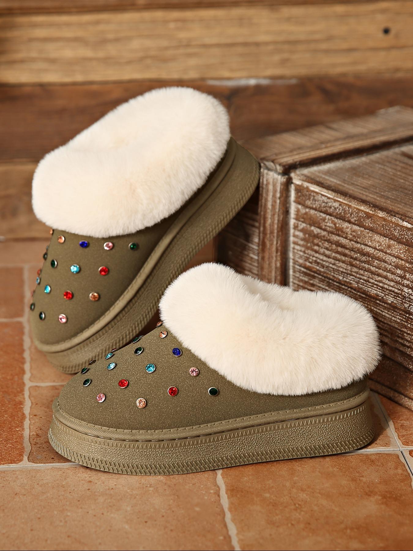 Women's Winter Casual Ankle Boots, Thick Sole Snow Boots, Warm Home & Outdoor Use, Fashionable Round Toe Short Boots, Winter Shoes