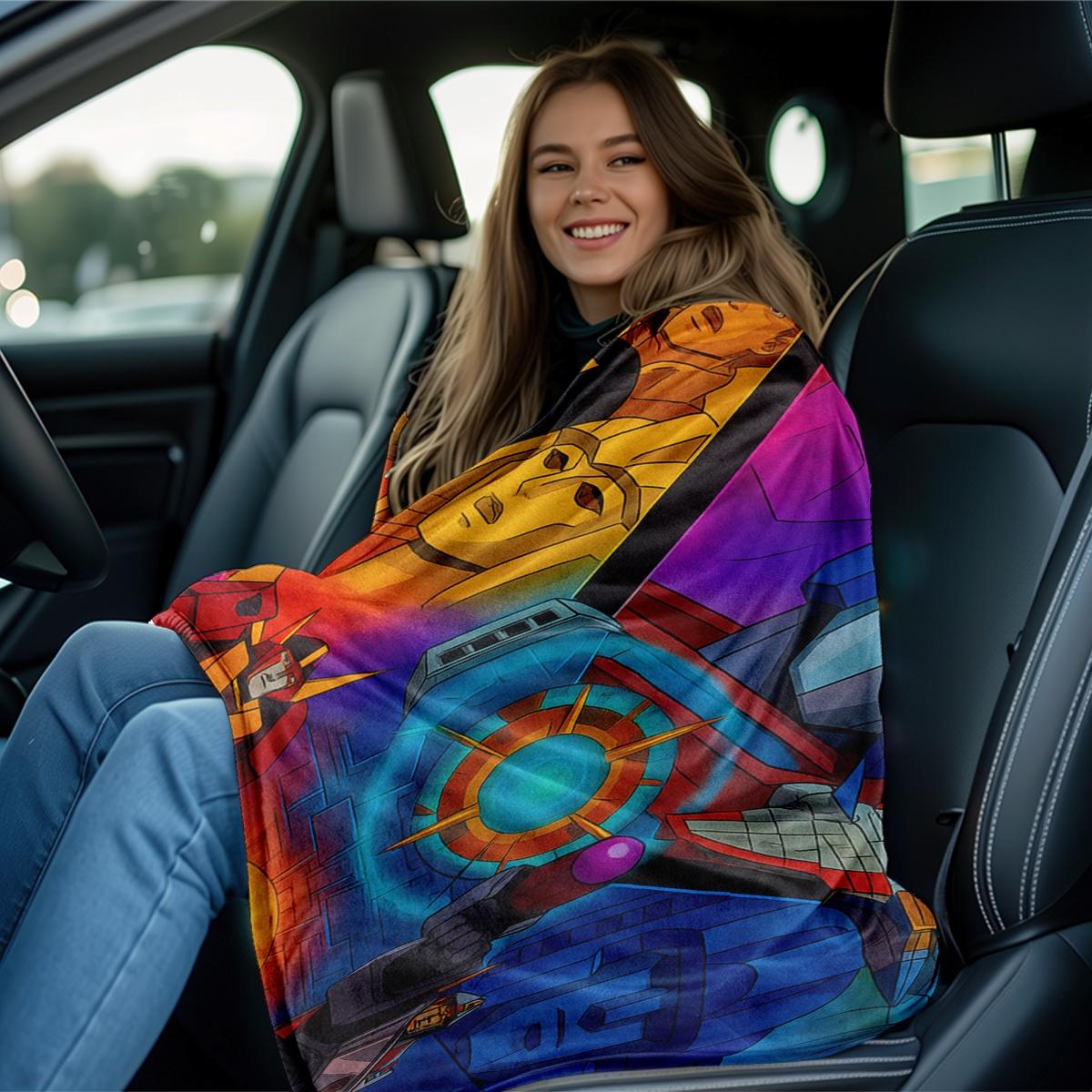 Transformers Cybertron Legend Plush Blanket, Luxurious Soft Warm Multifunctional Throw for Sofa Bed Car Office Camping, All-Season Gift