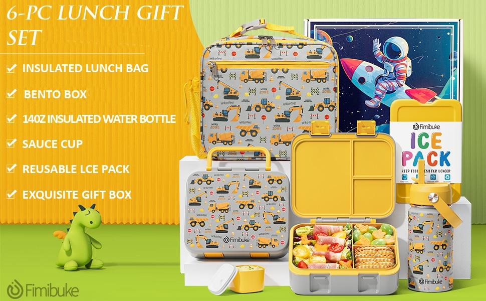 Fimibuke Bento Lunch Box with Stainless Steel Insulated Water Bottle – 32oz 3-Compartment Snack Container, Insulated Lunch Bag & Ice Pack Set Back to School Gifts Fimibuke Bento Lunch Box with Stainless Steel Insulated Water Bottle – 32oz 3-Compartment Snack Container, Insulated Lunch Bag & Ice Pack Set Back to School Gifts