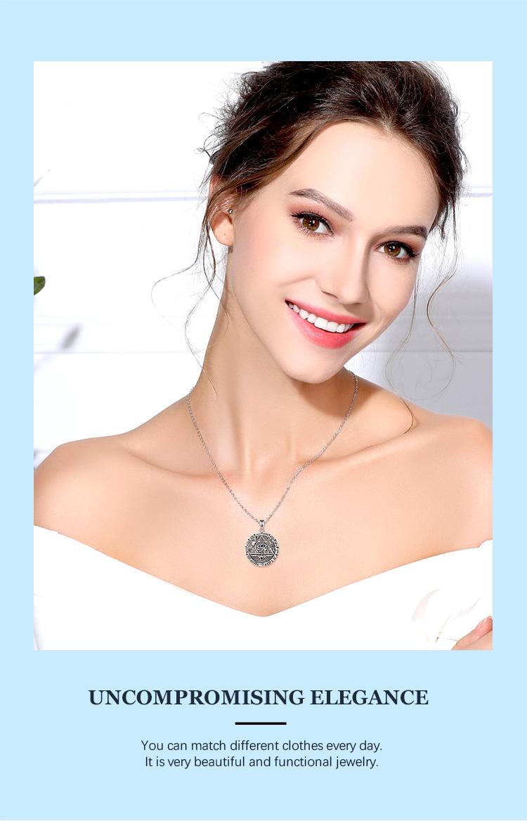 S925 Sterling Silver Mystical Evil Eye Necklace, Egyptian Symbols Pendant With Blue CZ, Eye of Horus Jewelry, Spiritual All-Seeing Eye Amulet