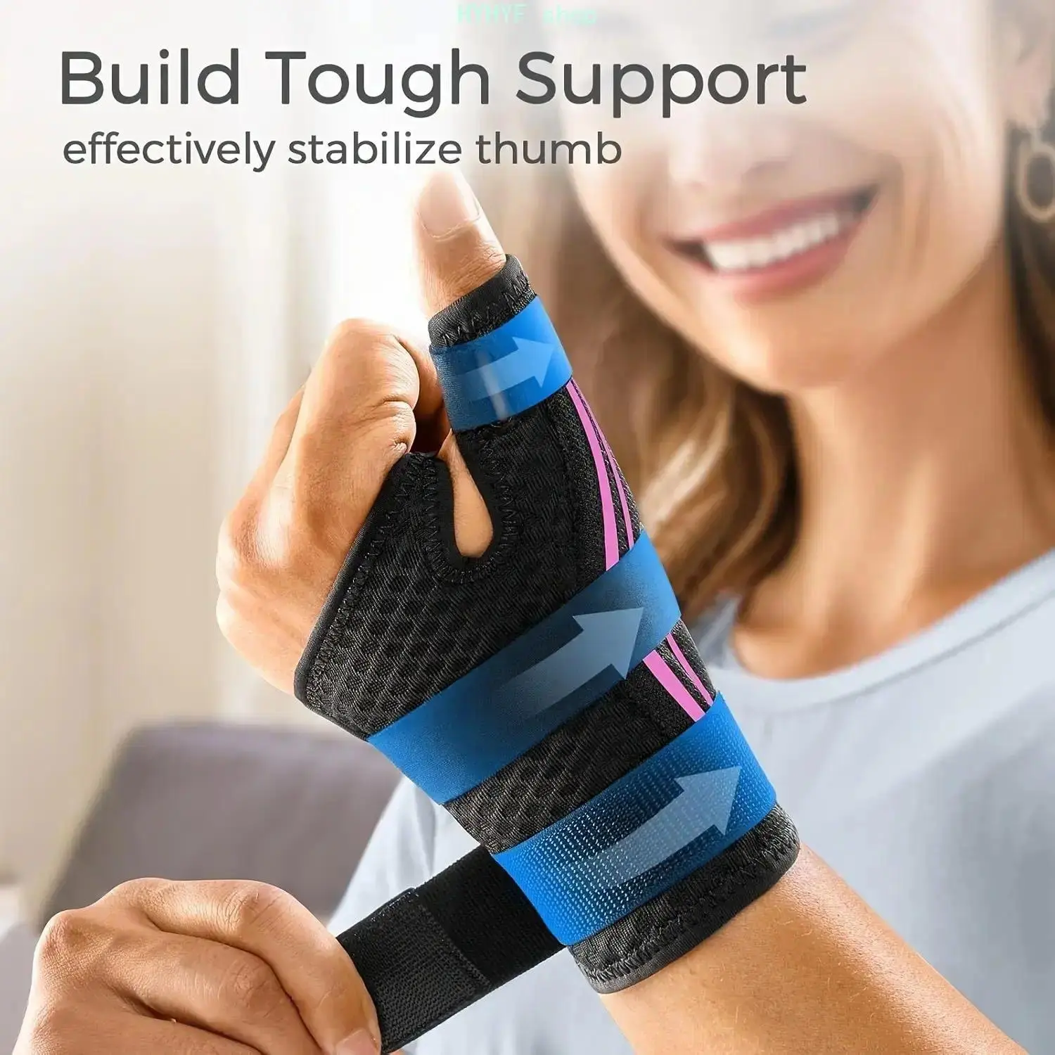 Ergonomic Wrist & Thumb Support Brace - Breathable Fabric, 270° Compression, 3-Strap Secure Fit, Pain Relief for Gaming/Typing, Gym Lift Support, Adjustable Stabilizer Wrap for Hand Protection, 3Strap Secure Fit