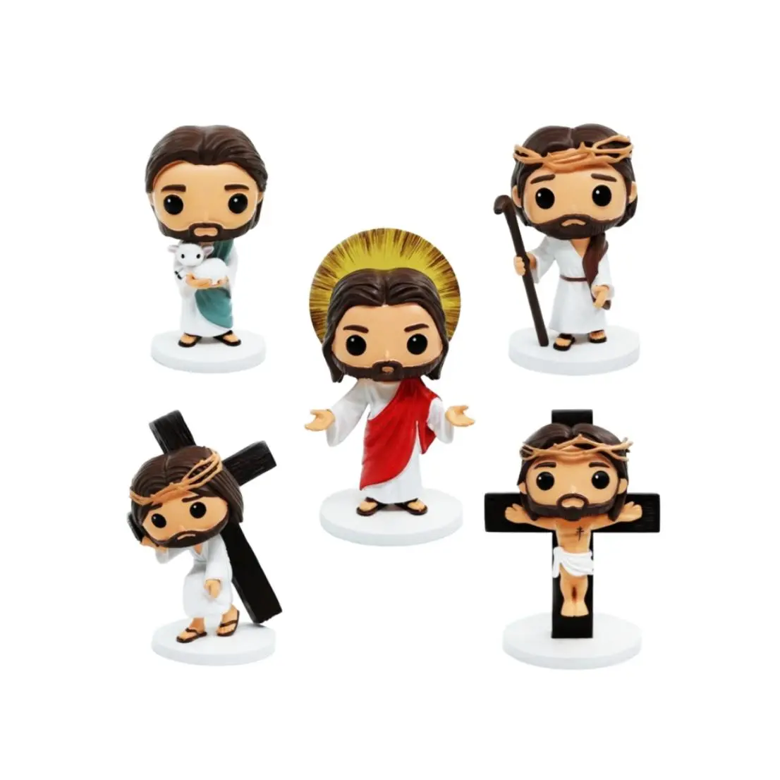 Handmade Resin Jesus-Shaped Sculptures, 5-Piece Christian Resurrection Art, High-Quality Religious Home Decor for Bible Study, Christian Gift Ornaments