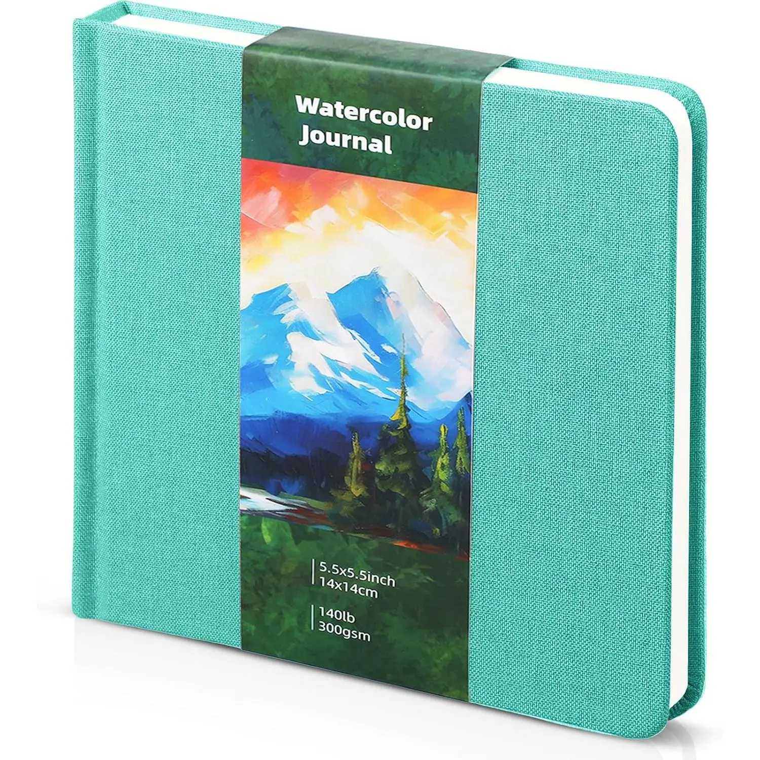 5.5in Watercolor Sketchbook Journal Square Watercolor Notebook Turquoise