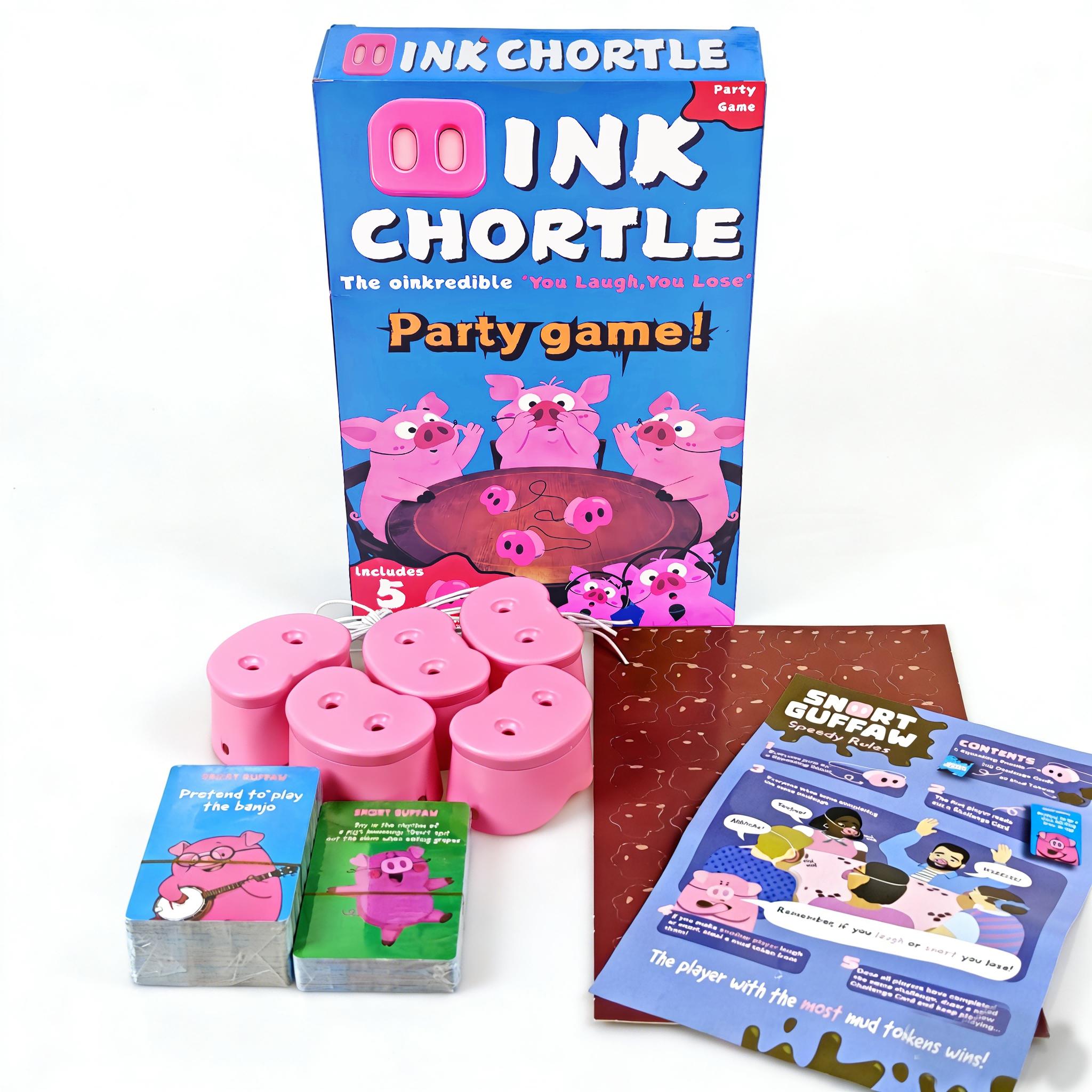 Snort Challenge Game, Family Fun Party Game, Includes 150 Cards & 5 Pig Noses, Suitable for 4-8 Players, Laughing & Sneezing Rules