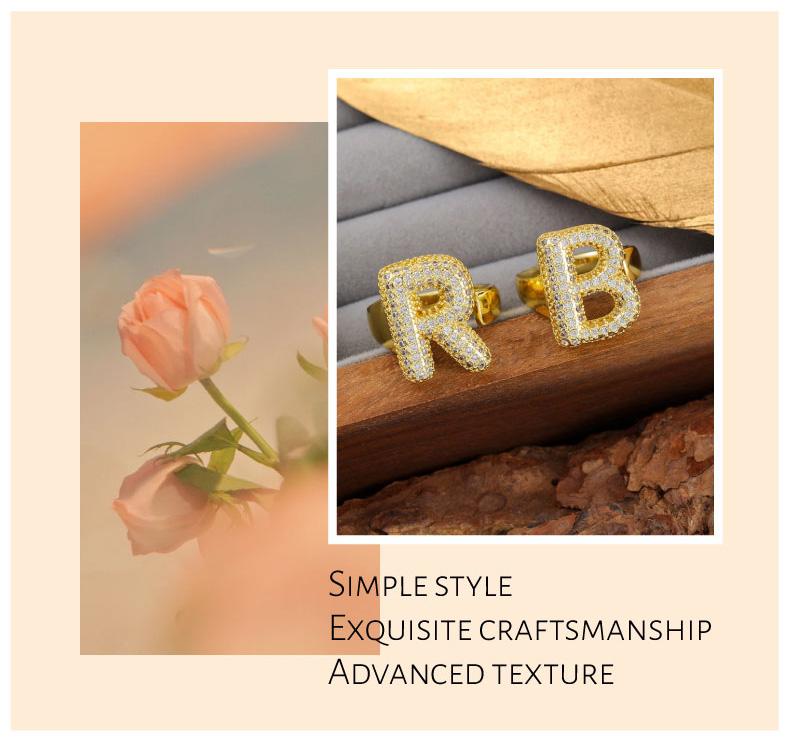 GGRIL Bubble 14K Gold Plated initial rings for women chunky golden rings bubble A-Z initial ring adjustable rings for women open letter ring GGRIL Bubble 14K Gold Plated initial rings for women chunky golden rings bubble A-Z initial ring adjustable rings for women open letter ring