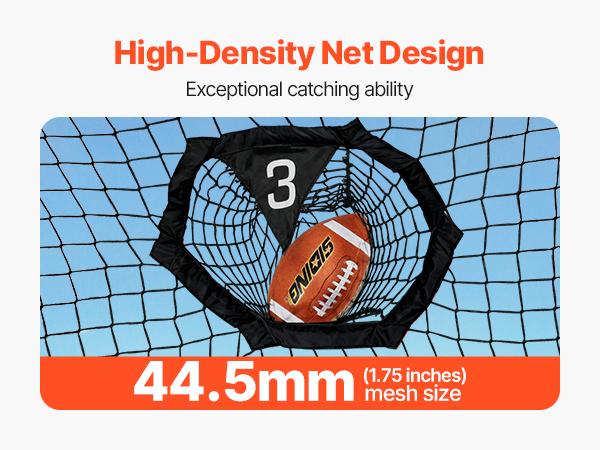 VEVOR 8x 8 ft Football Trainer Throwing Net, Training Throwing Target Practice Net with 6 Target Pockets, Knotless Net Includes Straps and Portable Carry Case, Improve QB Throwing Accuracy, Black