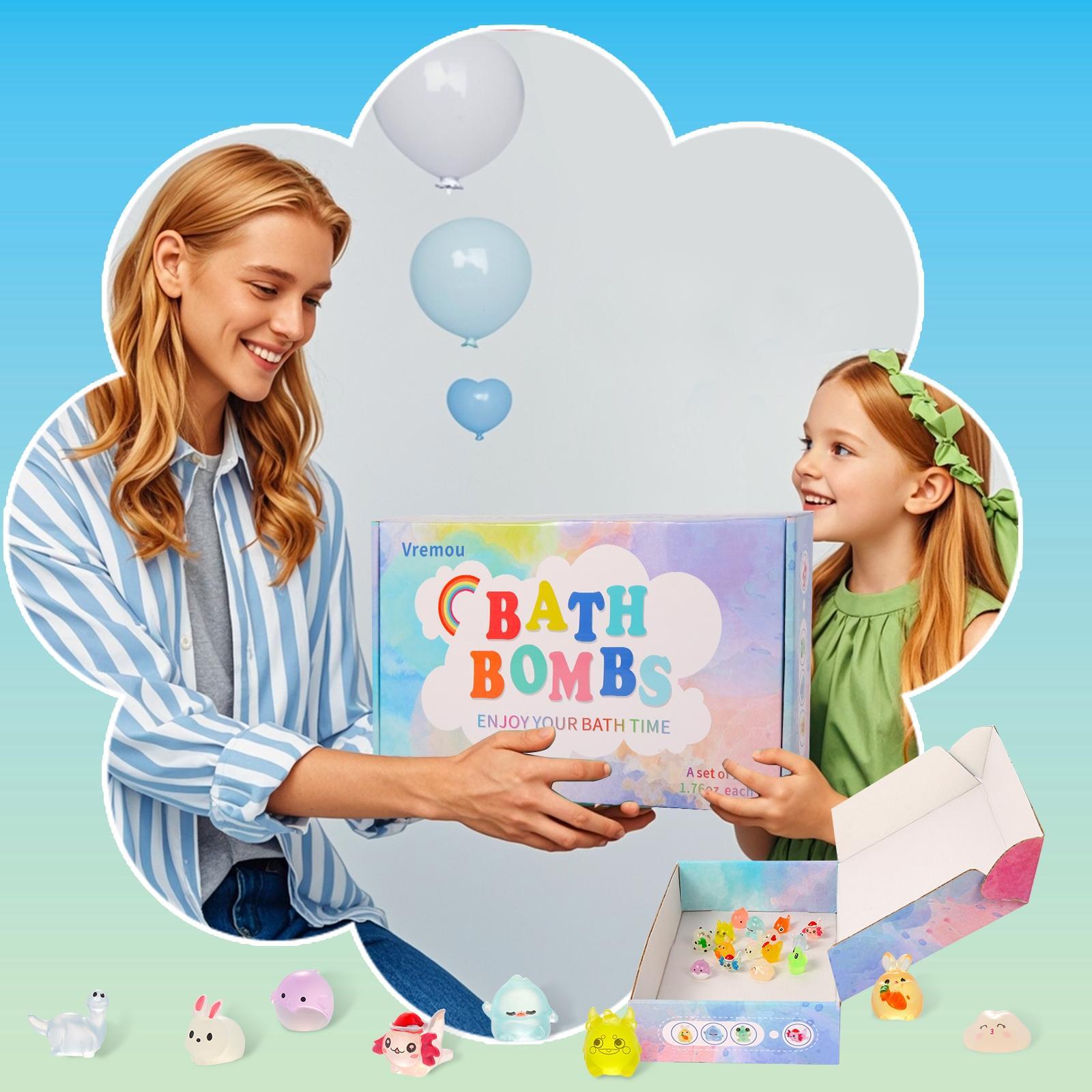 Fragrance Bubble Bath Bomb Set, 15pcs/box Colorful Bath Bombs with Toy Inside, Moisturizing Body Care Products for Women & Girls