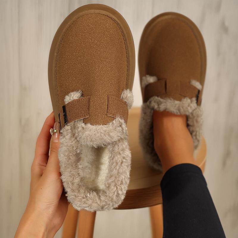 Women's Platform Mini Boots Slippers for Women Indoor Slippers Slip on Fleece Lined Suede Short Ankle Boots