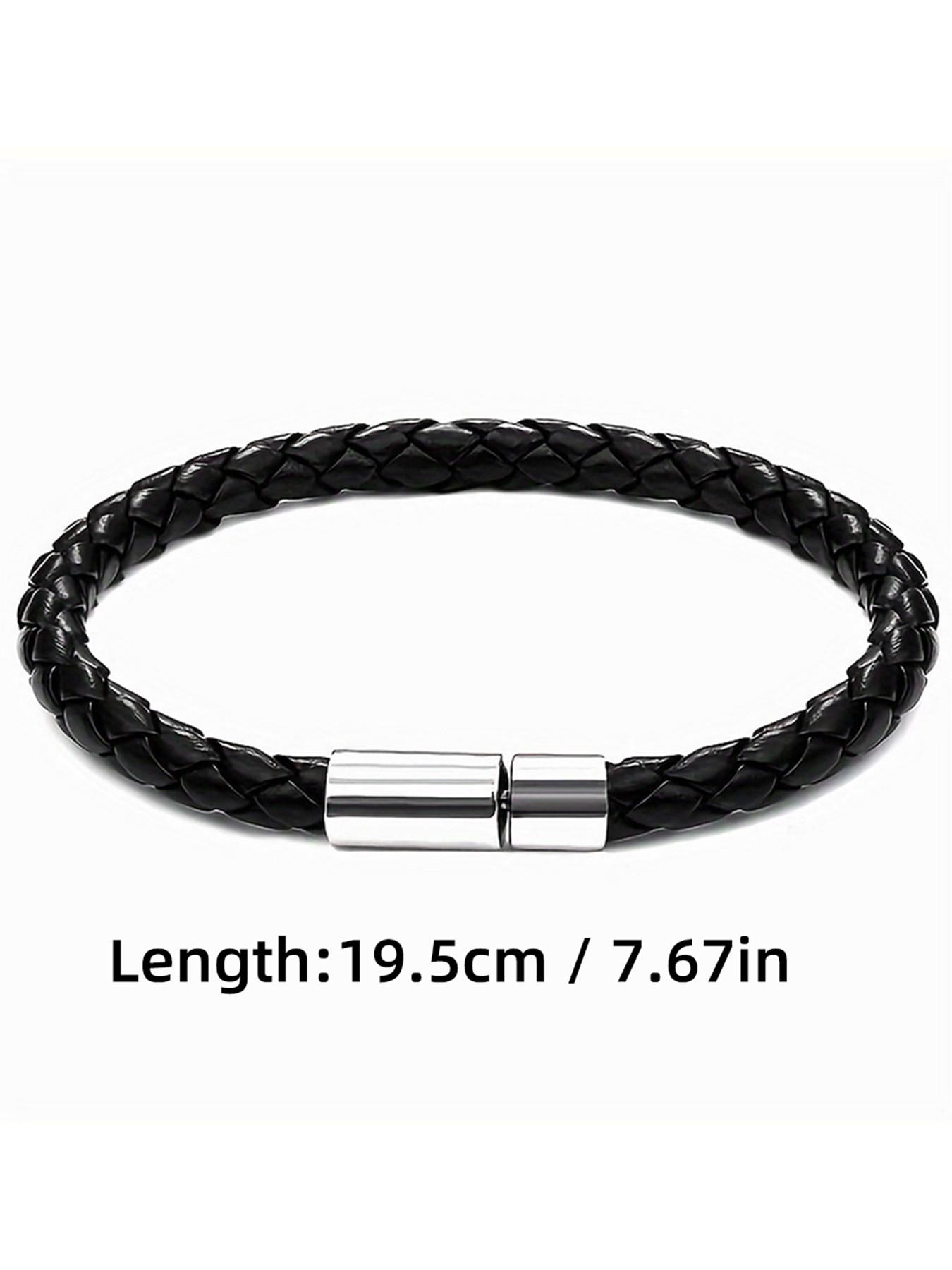 Men's Fine Woven Leather Bracelet, Minimalist Casual Style, Thin Braided Wristband, Fashion Accessory for Daily Wear, Perfect Gift