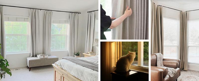 With Clips LIVE ONLY-Black Friday Inovaday 2Pcs Blackout curtains, livingroom bedroom curtains, ring/rod pocket linen blackout curtains, heat insulation, eco-friendly and durability