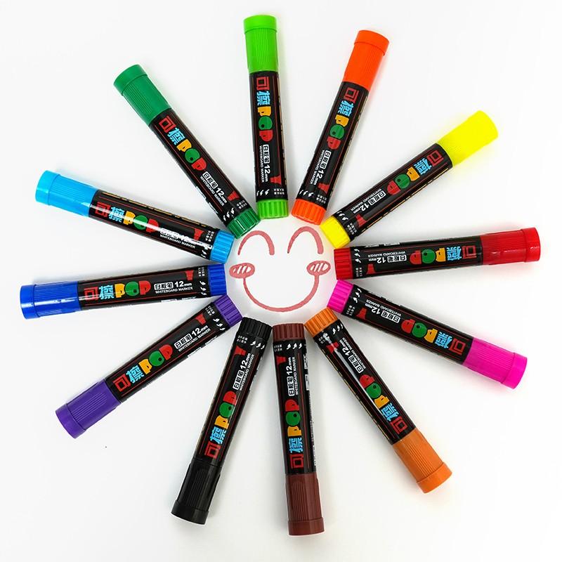 12 Colors Liquid Chalk Markers, Bold Color Dry Erase Pens, Vibrant, Erasable, Non-Toxic, Whiteboard, Chalkboard, Glass, Car Window Markers