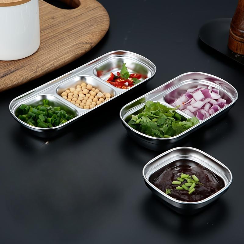 3pcs Barbecue Dipping Sauce Saucer, Square Multi-grid Korean Restaurant Barbecue Kimchi Plate
