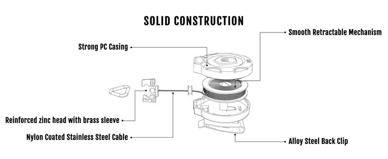 MNGARISTA Upgraded Heavy Duty Retractable Keychain with Belt Clip, 10 OZ Retraction, 31.5" Stainless Steel Cord Key Chain, 3K Carbon Fiber ID Badge Reel Holder with Badge Strap and Key Ring