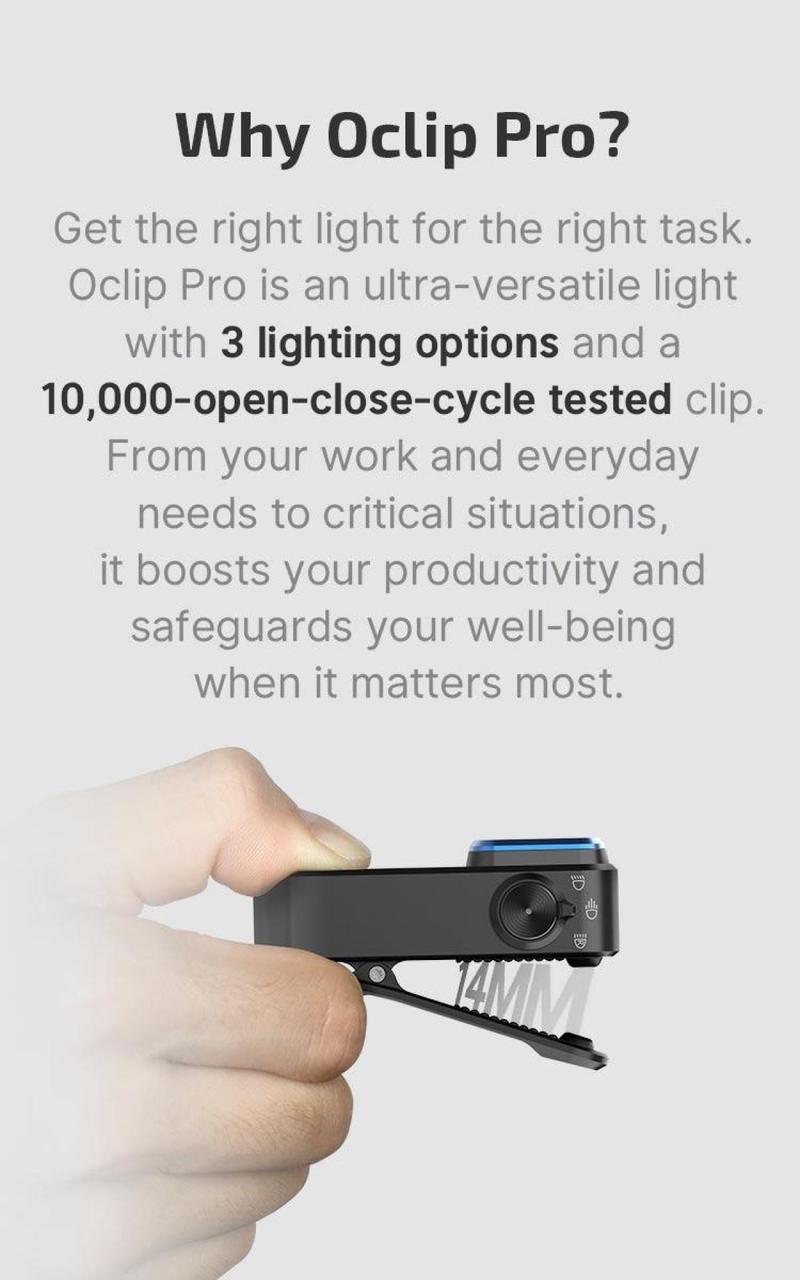 OLIGHT Oclip Pro Rechargeable EDC Flashlight 300 Lumens Dual Light Sources Compact Pocket Clip Light, Convenient Type C Charging, Portable Magnetic for Night Working, Cycling, Emergency, Signaling Tool