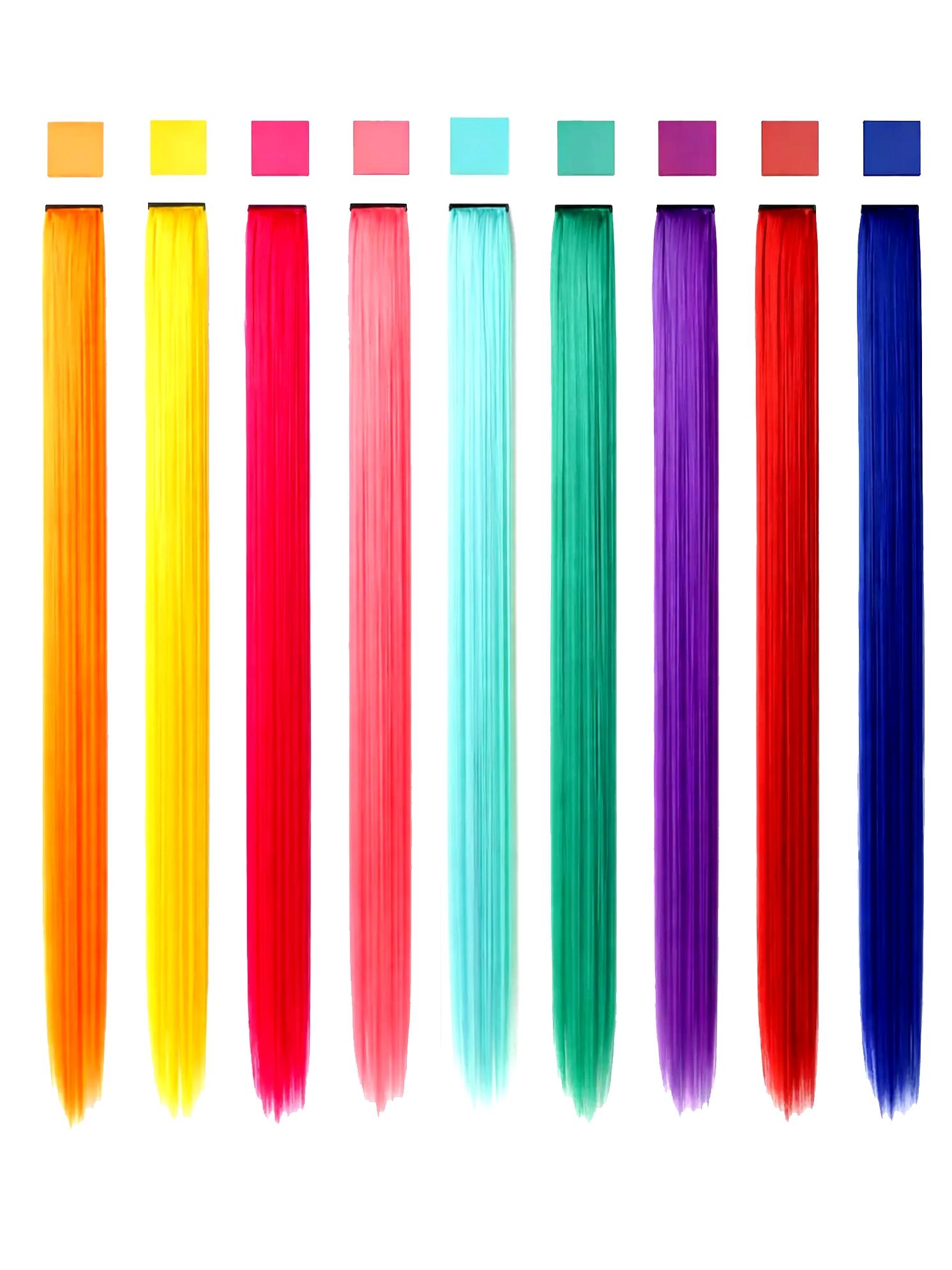 Rainbow Clip-In Hair Extensions, Colorful Hair Streaks for Girls & Teens, Instant Highlight Hair Pieces for School, Parties & Dress Up