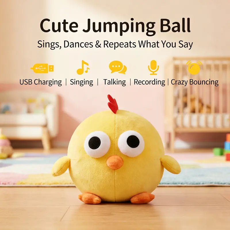 Cartoon Pig Fabric Plush Bouncing Ball Pet Toy - USB Rechargeable Battery, Interactive Play, Electronic Sound-Making, Washable Dog Accessory