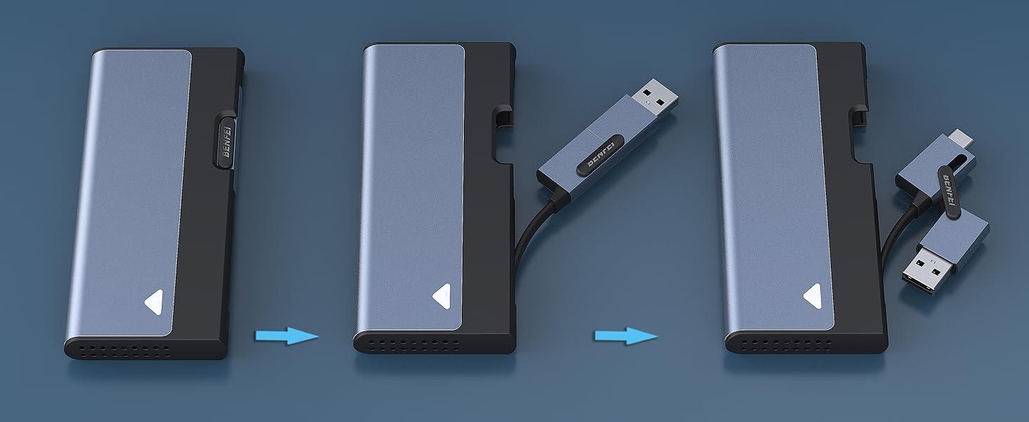 BENFEI M.2 NVME SATA SSD Enclosure, 10 Gbps USB C/A  Key Solid State Drive Enclosure Support UASP Trim for NVME/SATA SSDs 2230/2242/2260/2280