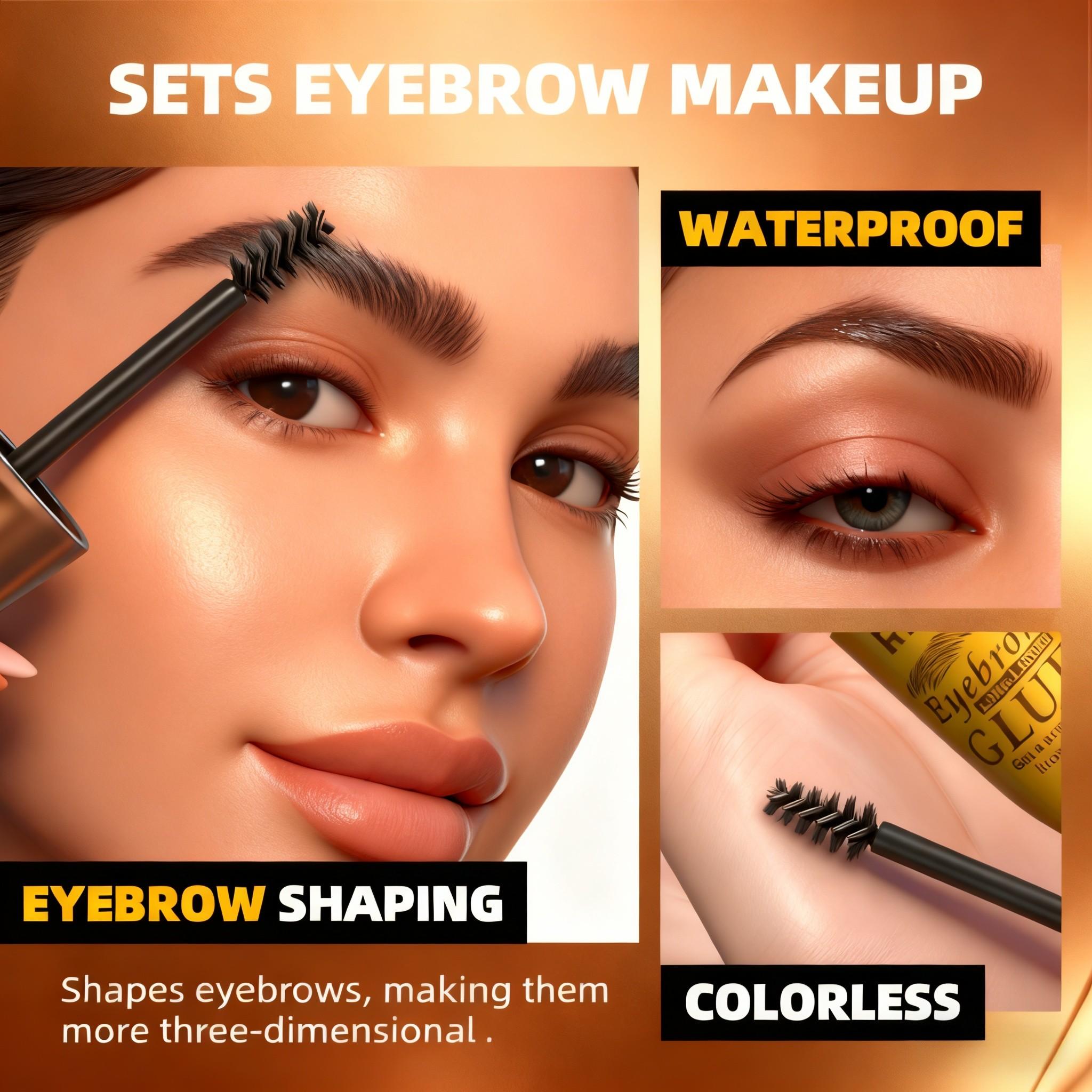 Brow Shaping Gel with Brush, Transparent Brow Setting Cream, Long-Lasting 12 Hours, Waterproof Sweatproof, Natural Fluffy Brows, Perfect Gift