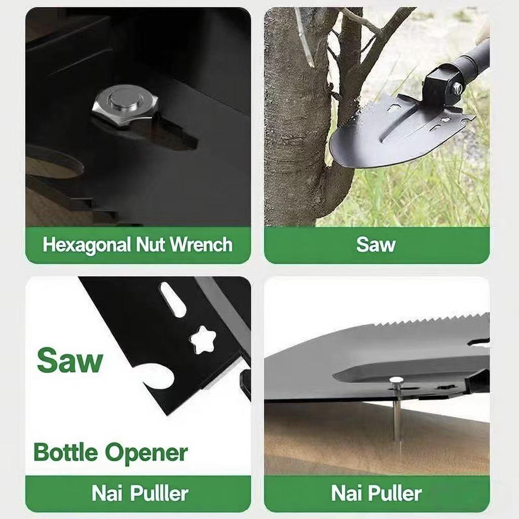 Versatile Engineer Shovel: For wilderness, off - road, rescue & fishing. Comes with compass, hex wrench, saw, opener. Easy to carry. A top outdoor multi - tool! fishing  time  fishing  lures Stainless Steel Knives Survival Supplies Stainless Steel Knives
