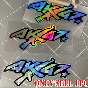 1PC AK47 Creative Car Sticker, Waterproof, Durable, Scratch-resistant Decoration, Suitable for DIY Car Windows, Headlight Eyebrow, Motorcycle Front Fairings, Fuel Tanks, Scooter Bodies, Universal Vehicle Vinyl Decals