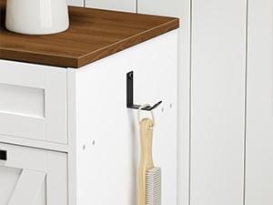 HOOBRO Tilt Out Trash Can Cabinet with 2 Drawers and Open Shelving, Farmhouse Double 23 Gallon Laundry Hamper Cabinet, Kitchen,  Hidden Trash Can for Bathroom, White and Walnut