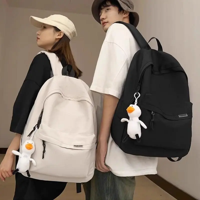 Unisex Large‑Capacity Casual Backpack, Simple Solid‑Color Travel Daypack, Lightweight School Bag for College Students Men & Women
