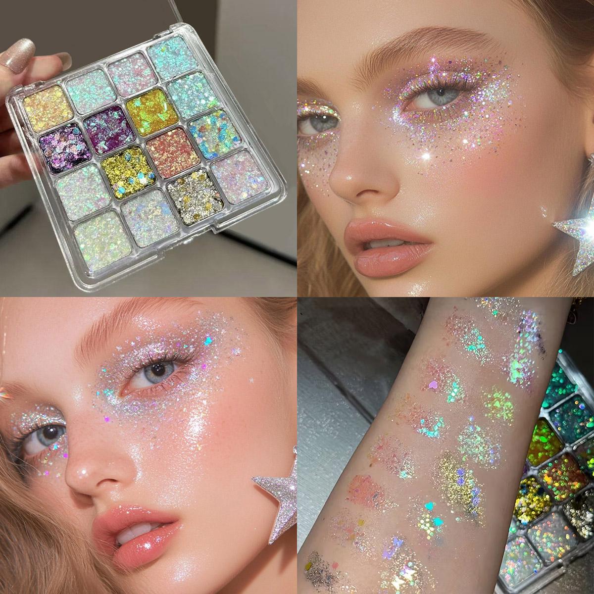 Get the Spotlight! Diamond Sparkle Eyeshadow Palette ✨ | 16 Dreamy Glitter Shades | Stage & Rave-Ready Looks! (Limited Edition!) #GlitterEyeshadowPalette #RaveMakeup #StageMakeup