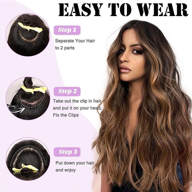 18" 45CM V-Shaped One Piece Clip In Hair Extensions Curly Wavy Hair With 5 Clips Synthetic Invisible Hairpieces For Women