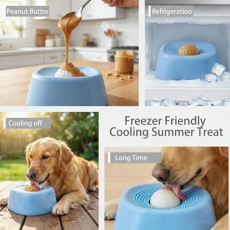 Pet Slow Feeder Dog Bowl, Liquid Snack Holder, Tongue Cleaner, Rolling Design, No Spill Bone Broth Bowl, Multi-Functional Puppy Yogurt Bowl