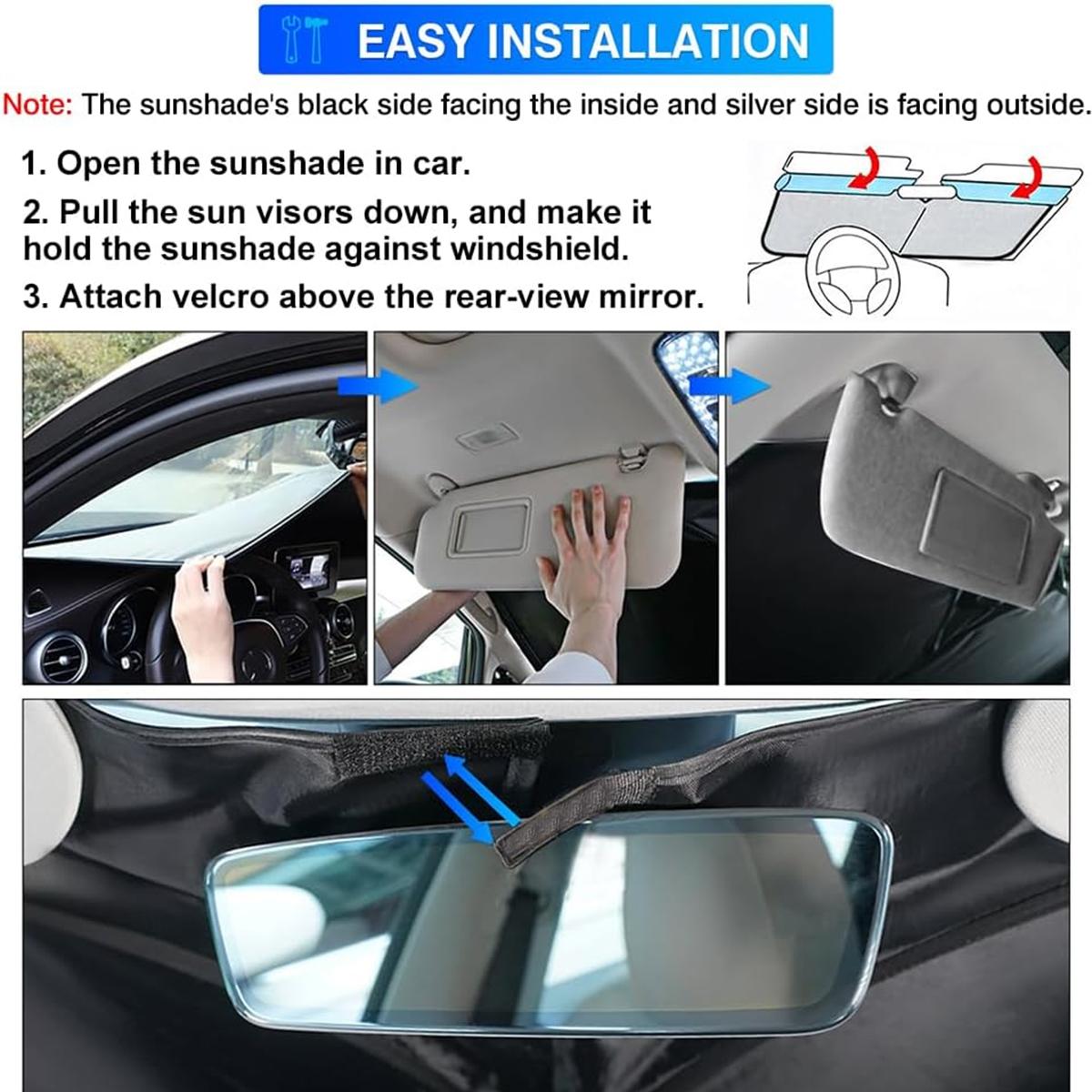 Canvcle Windshield Sun Shade for Honda Civic 2006-2024 Foldable Sun Visor Protector Blocks UV Rays Keeps Car Cooler Double Thickness Material