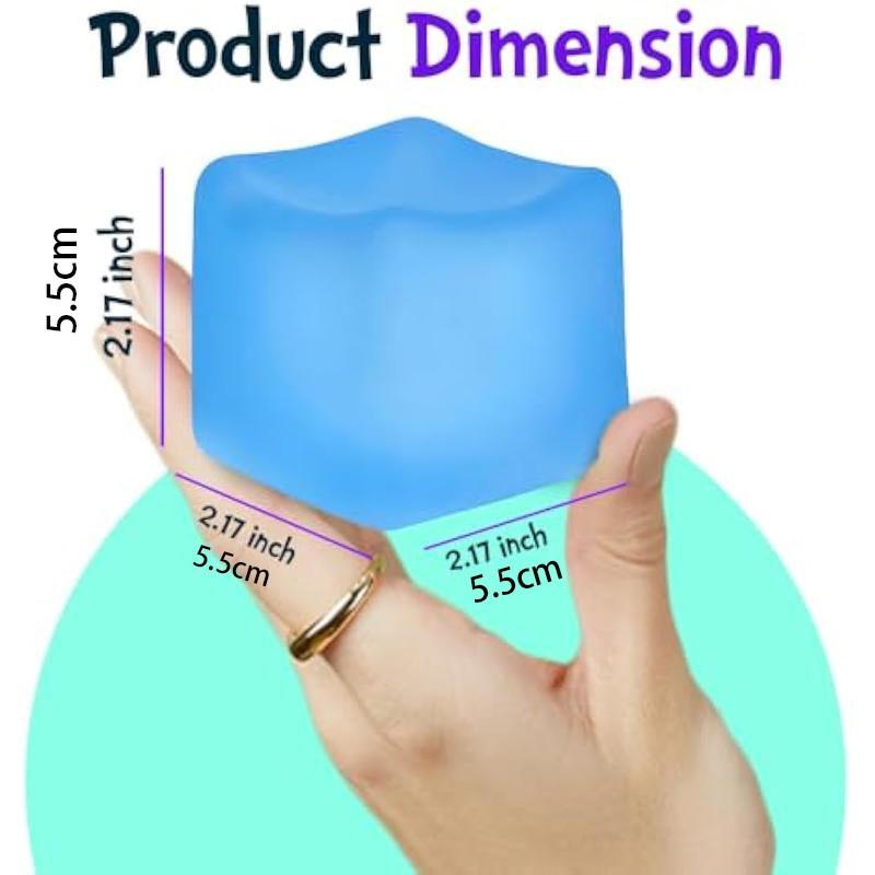Square Soft Ball Ice Cube, Moldable Stress Relief Toy, Blue Filling, Comfortable Touch, Ideal for All Ages, Sensory Relaxation